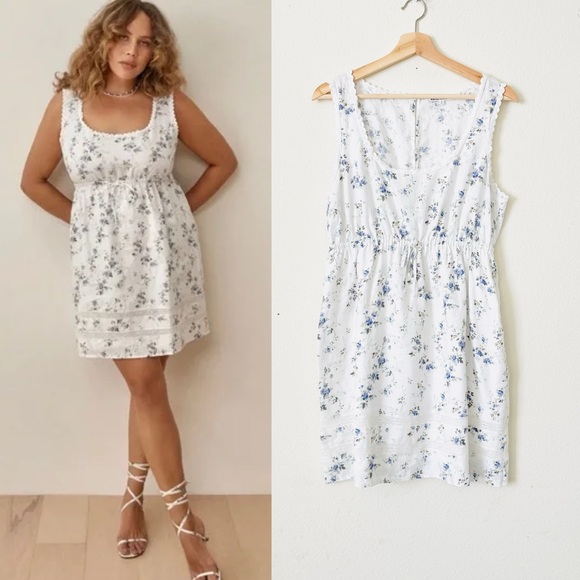Reformation Dresses & Skirts - NWOT Reformation SIZE 10 Moss 100% linen white floral mini dress in Madeline